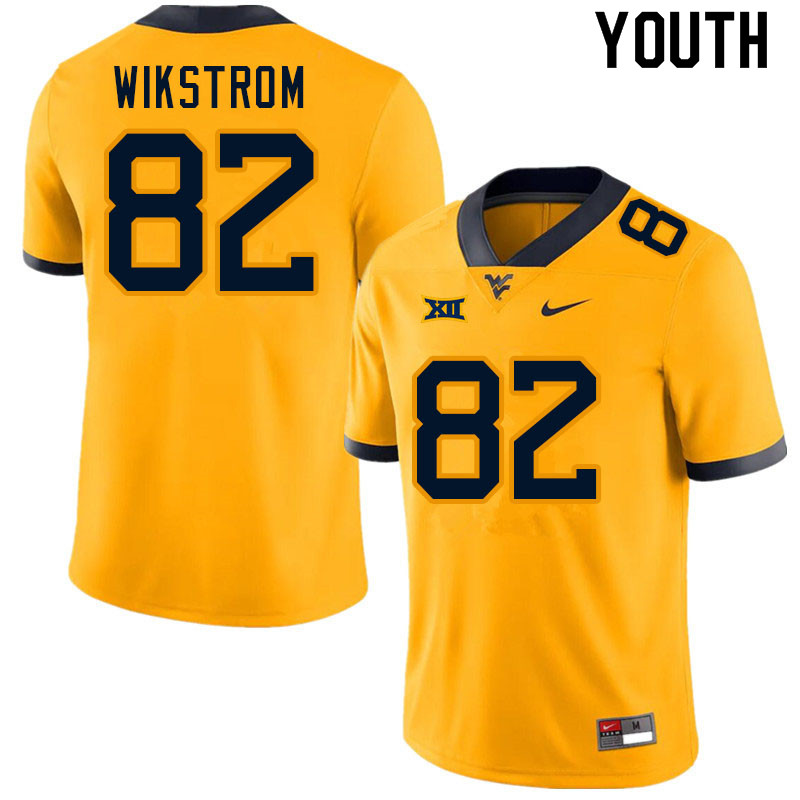NCAA Youth Victor Wikstrom West Virginia Mountaineers Gold #82 Nike Stitched Football College Authentic Jersey CC23R80TF